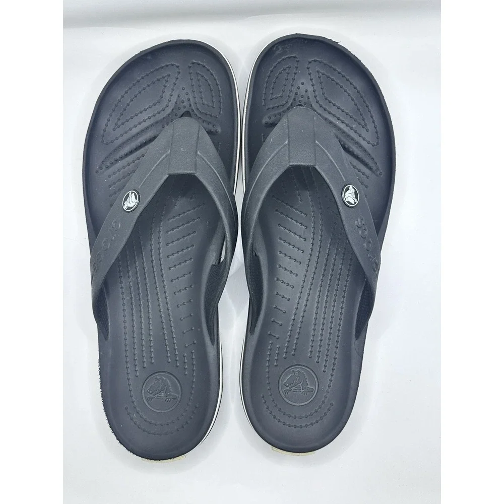 Crocs Flip Flip Mens 11‎ Slide On Blue White Summer Beach Boating Outdoor